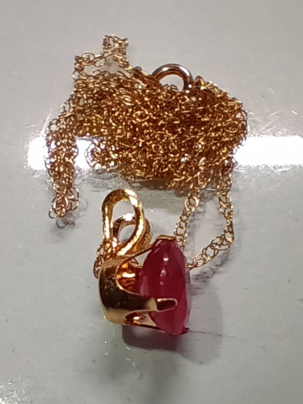 14Kt Yellow Gold 3-1/2ctw Genuine Ruby Earrings & Pendant Set with Chain - Picture 5 of 5